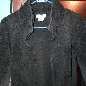 black, fluffy columbia jacket